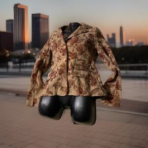 Havana Jacks Cafe Tapestry Floral 2‎ Button Blazer Size 12 Boho Brocade